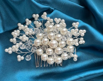 Faux Pearl Bridal Comb, Faux Pearl  Wedding Hair Comb, Bridal Hair Comb, Faux Pearl Bridal Hair Accessory, Wedding Hair Accessory,  Comb