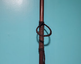 1-1/8 in. Hickory Hiking Staff 60 in. Leather Handle, Wrist Strap & Optional Rubber Tip.