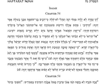 Haftarah Noah Simcha Scroll with Isaiah 54-55 - Personalized Gift with Wooden Spindle & Lucite Stand