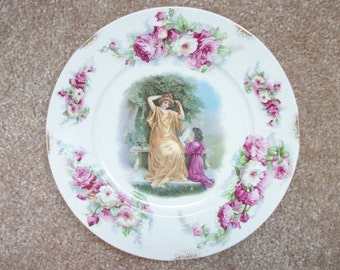 Knowles Taylor and Knowles 9-1/8" Salad Plate K.T.&K. - Greco-Roman Woman Tying Hair in a Garden