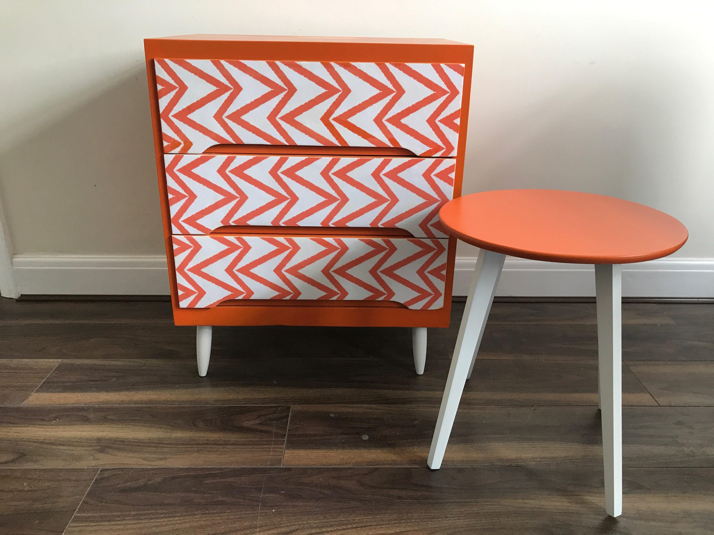 Upcycled retro side table Professional spraypainted finish Etsy