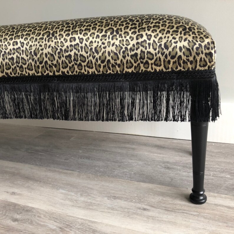 Bespoke leopard print foot stool Etsy