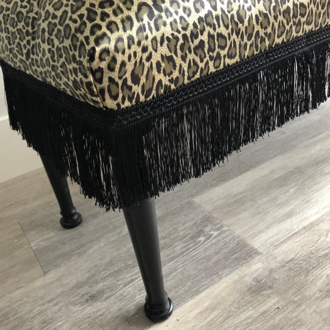 Bespoke leopard print foot stool Etsy