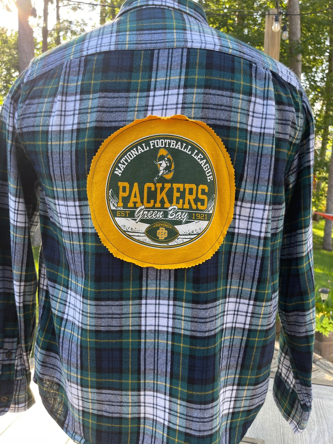 One of a Kind Green Bay Packer Flannel Shirt Mens Medium - Etsy