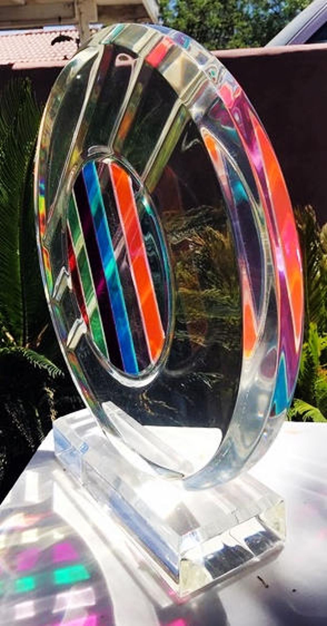 Modern Lucite Abstract Sculpture Beautiful Colors With Beveled Etsy