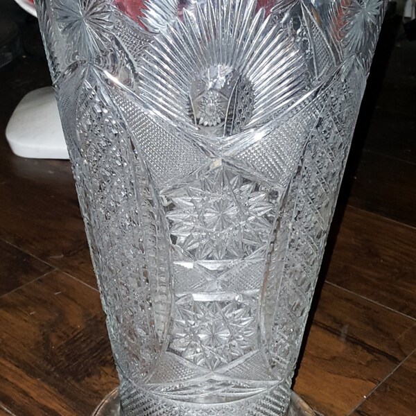 Cut Glass Vase Etsy