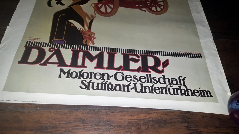 German Car VINTAGE POSTER REPRO 1908 Mercedes Poster for a Mercedes Double Phaeton