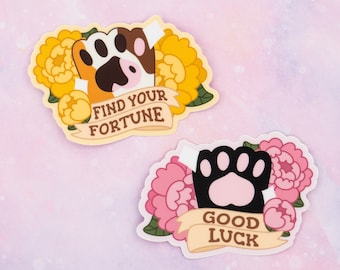 Lucky Toe Beans Vinyl Stickers / Weatherproof Cute Kawaii Cat Paw Sticker Pack, Great Gift for Cat Lovers, Good Luck