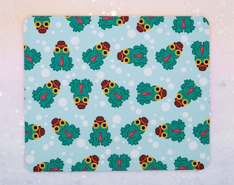 Frog Watson Fabric Mousepad / Cute Frog Mousemat, Kawaii Office Decor and Desk Accessories