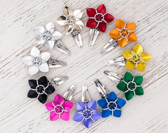 Scale Flower Hair Clips / Scalemaille Star Flower Barrettes