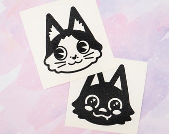 Moose & Bean Face Vinyl Decals / Cute Black Cat and Calico Vinyl Decals for Indoor and Outdoor Use / Window Stickers and Laptop Decals