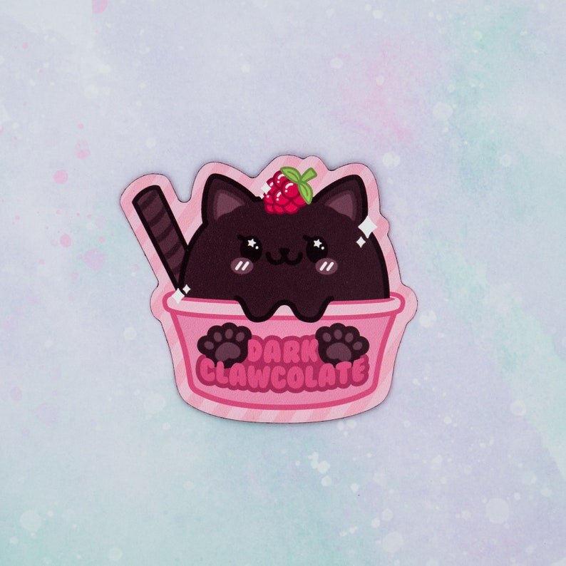 Cat Ice Cream Fridge Magnets / 3 Cute Kawaii Cat Magnets, Great Gift for Cat Lovers / Choose Calico, Black, Tabby, or White Cat Dark Clawcolate