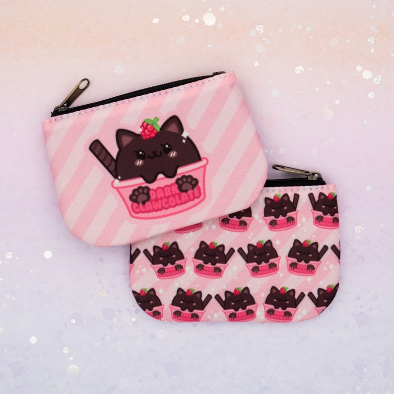 Ice Cream Cats Coin Pouch / Cute Small Kawaii Coin and Card Wallet with Zipper image 5