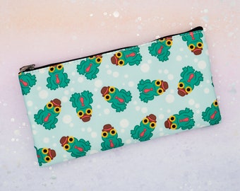 Frog Watson Pencil Pouch / Lightly padded zipper pouch for art and craft supplies