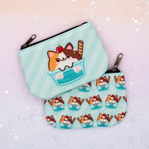 Ice Cream Cats Coin Pouch / Cute Small Kawaii Coin and Card Wallet with Zipper image 3