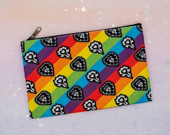 Faction Pride Large Pouch / LGBTQ+ Rainbow Pride Cosmetic or Crafts Bag with inside zipper