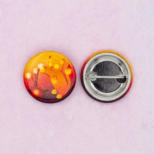 Wild Cats & Flowers Badges / 1.25 Pinback Buttons with Fridge Magnet Option, Gifts for Cat Lovers and Gamers Cinder Kitten