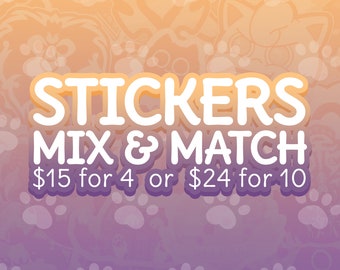 Mix & Match Vinyl Stickers / Weatherproof Stickers for Water Bottles and Laptops / Cute Kawaii Gifts for Cat Lovers and Gamers