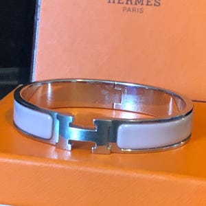 Hermes click H Armband GM Größe 59 mm in Pink Mauve und Silber, original verpackt