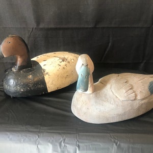 Antique duck decoy & wood life sized circa 1940
