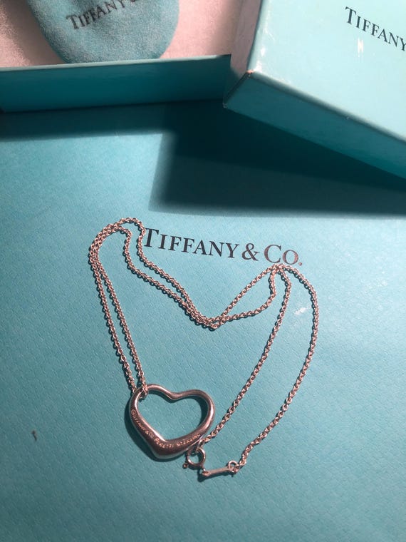 Tiffany & Co Open Heart 25 Mm Pendant Necklace 16” Sterling Silver