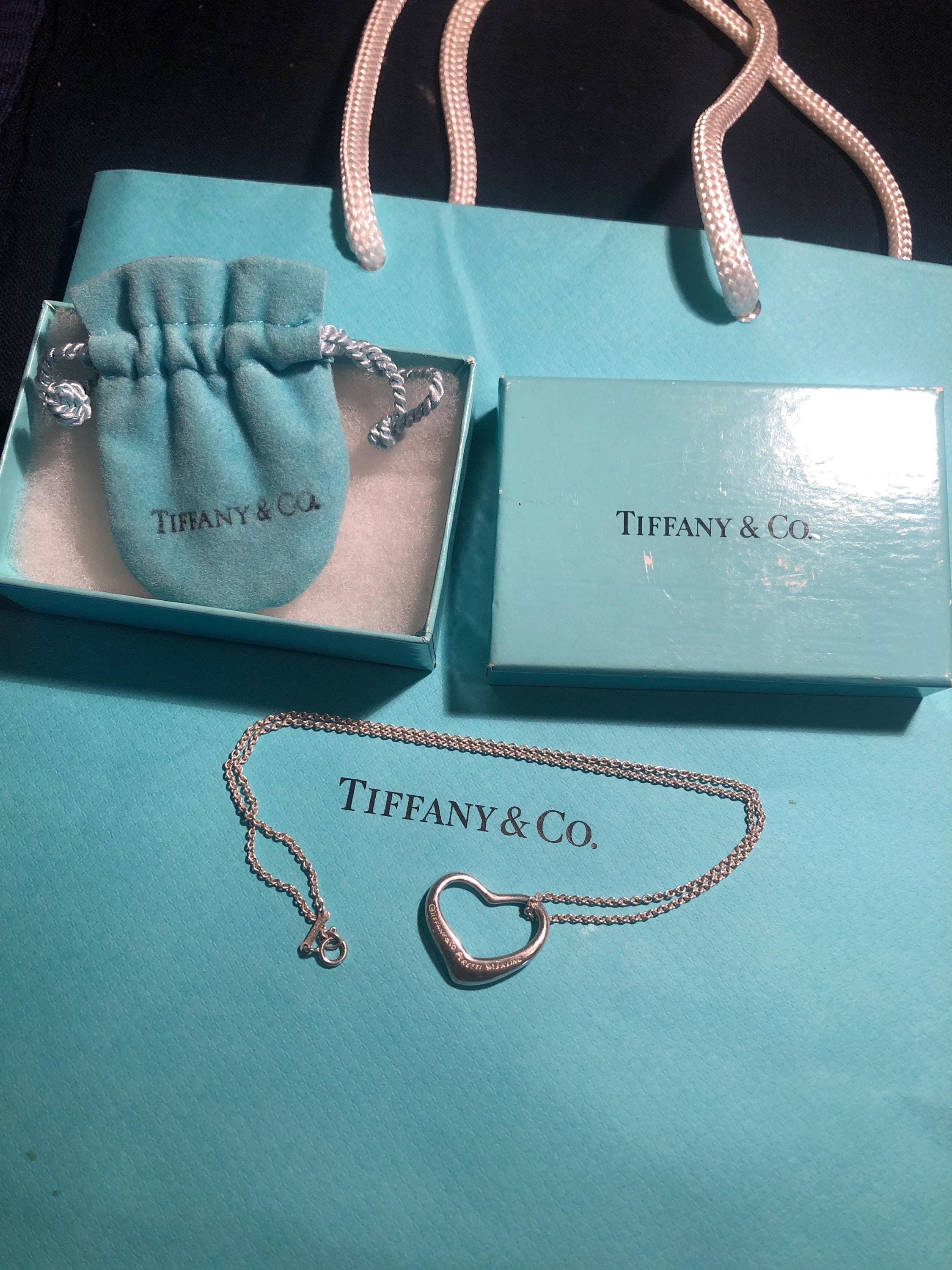 Tiffany & Co Open Heart 25 Mm Pendant Necklace 16” Sterling Silver
