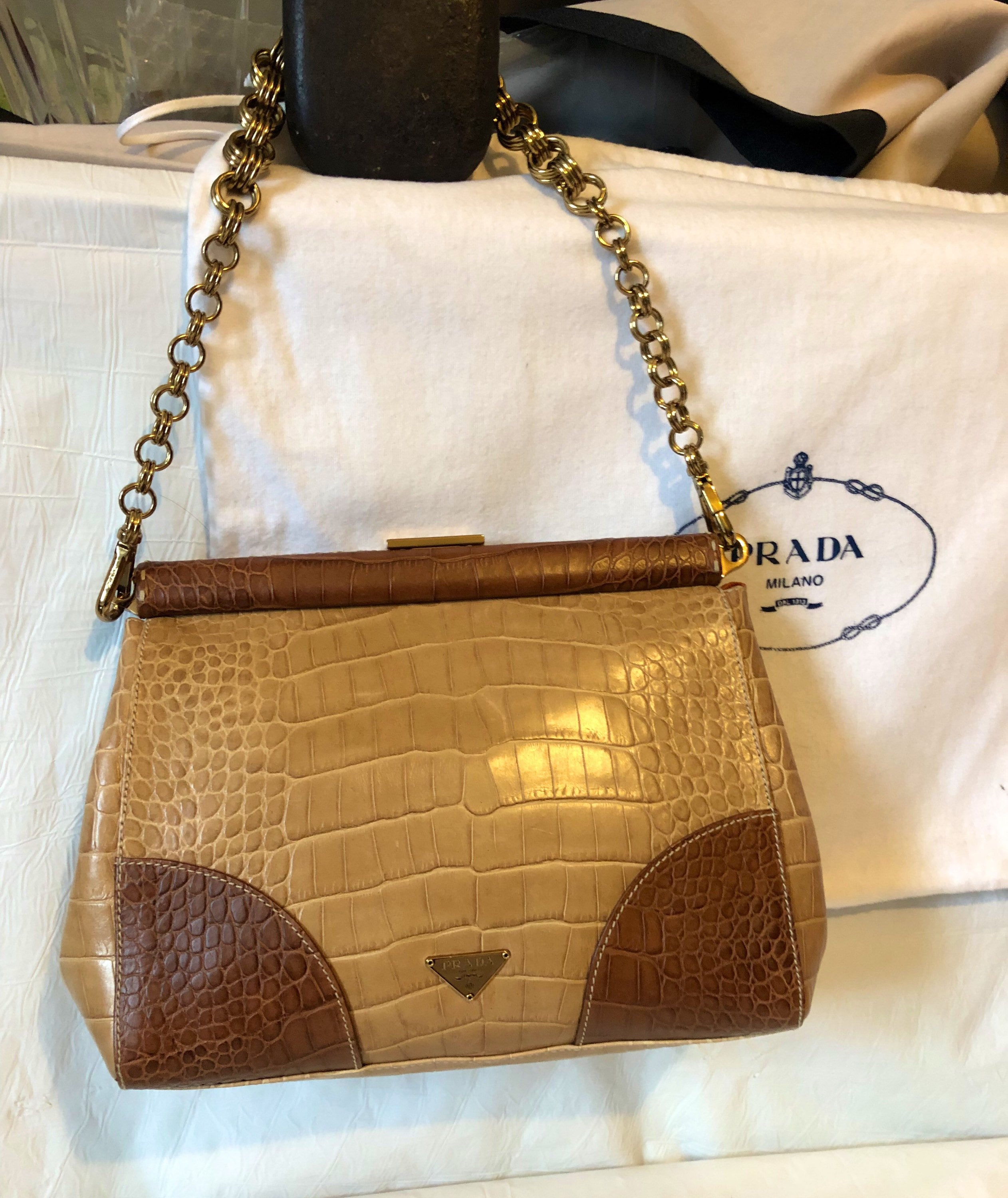 prada handbag in alligator