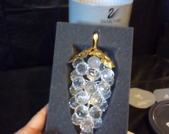 Swarovski crystal grape bunch with 18 k gold plate in  original box and COA