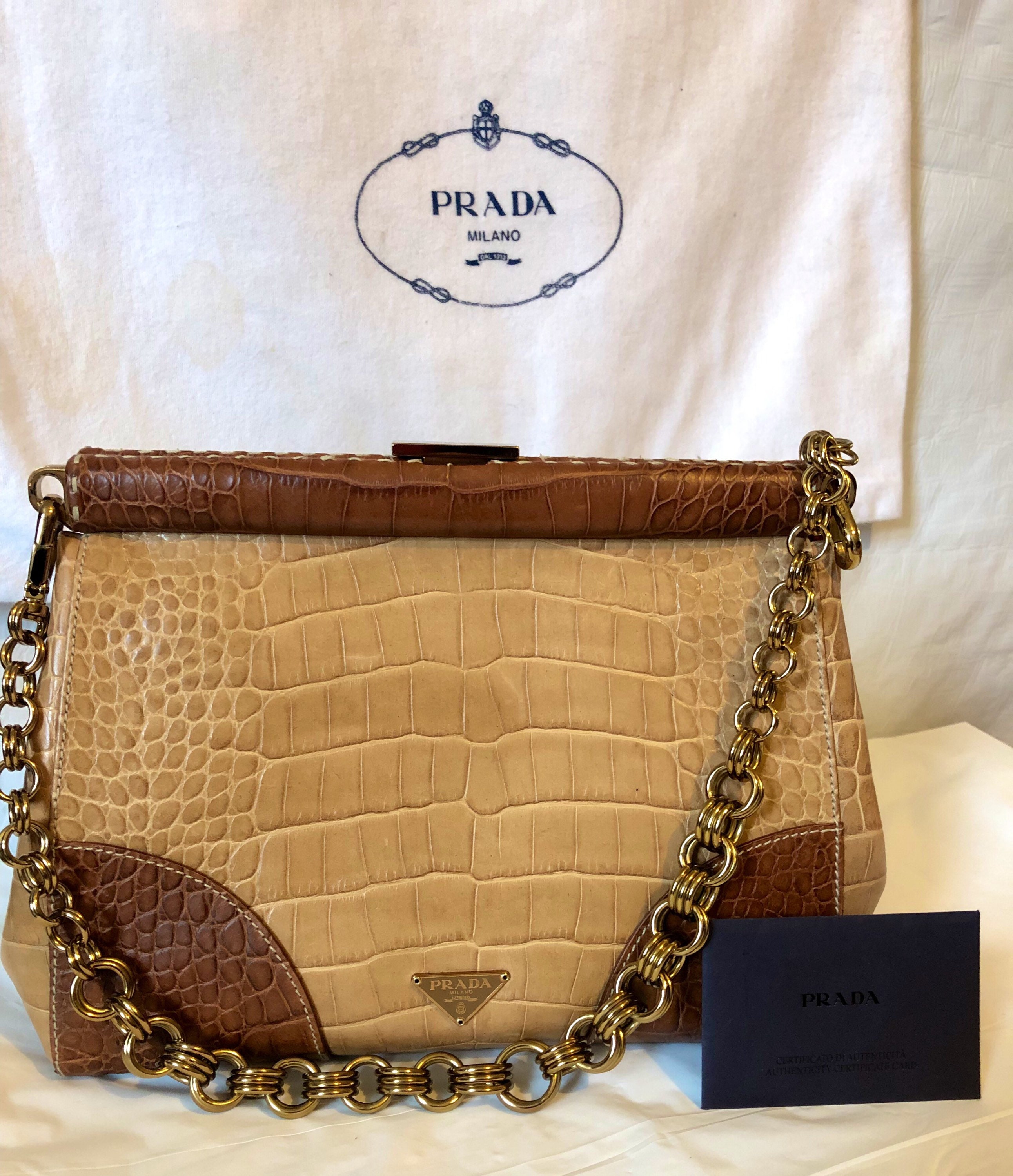 Crocodile handbag Prada Burgundy in Crocodile - 25814516