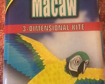 Parrot kite: 14’ blue & gold macaw high quality kite; vintage and never used.