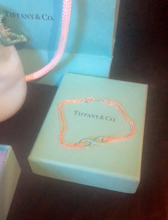 Tiffany & Co blue enamel infinity bracelet 925 sil
