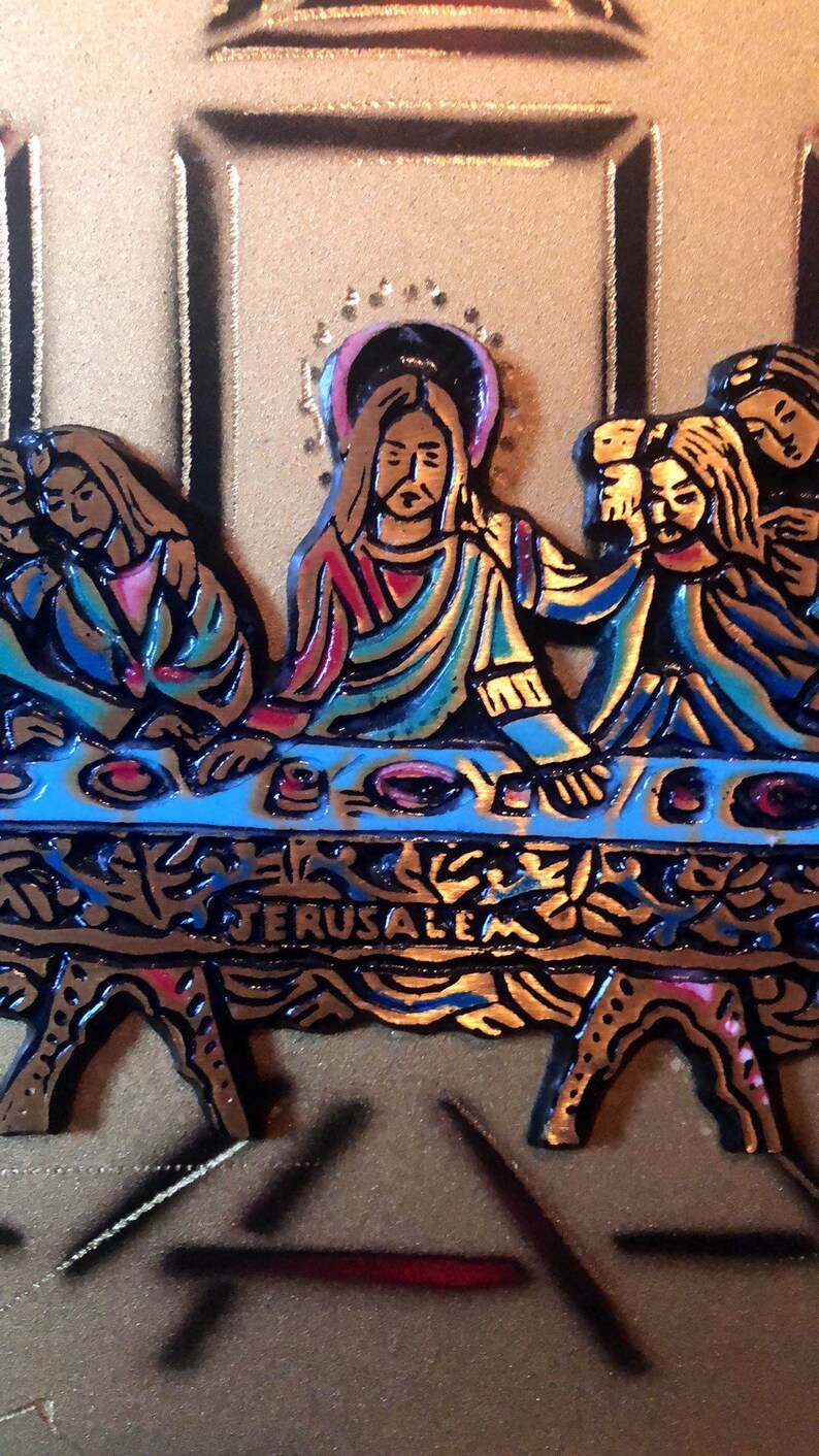 The Last Supper Brass & Tin 3 D Plaque Modernist Art Design, Import ...