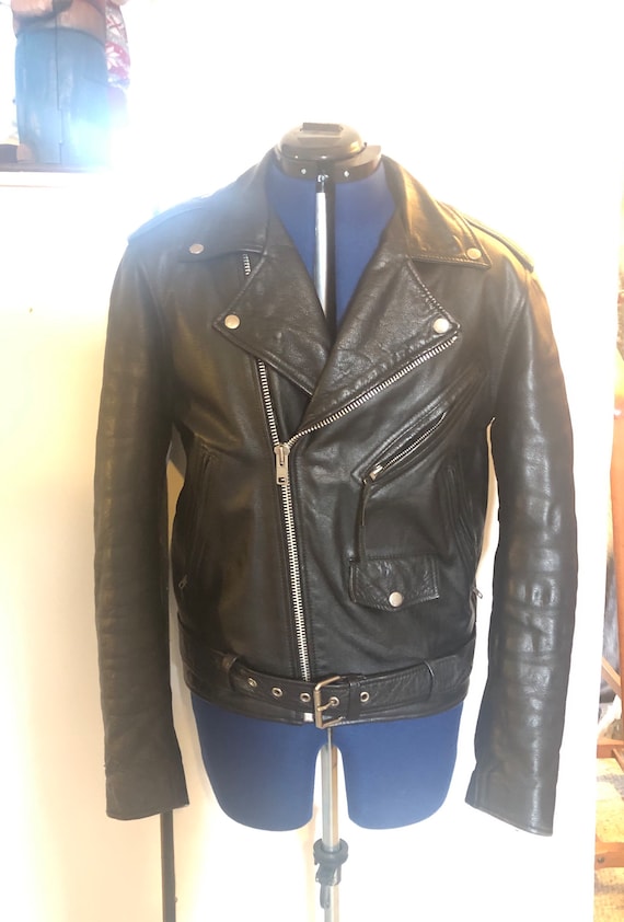 Biker jacket -black leather classic Harley design 