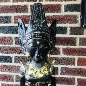 Tall Hindu Goddess 3.5 wood carved figure 42 Indonesian import 24 k gold image 2