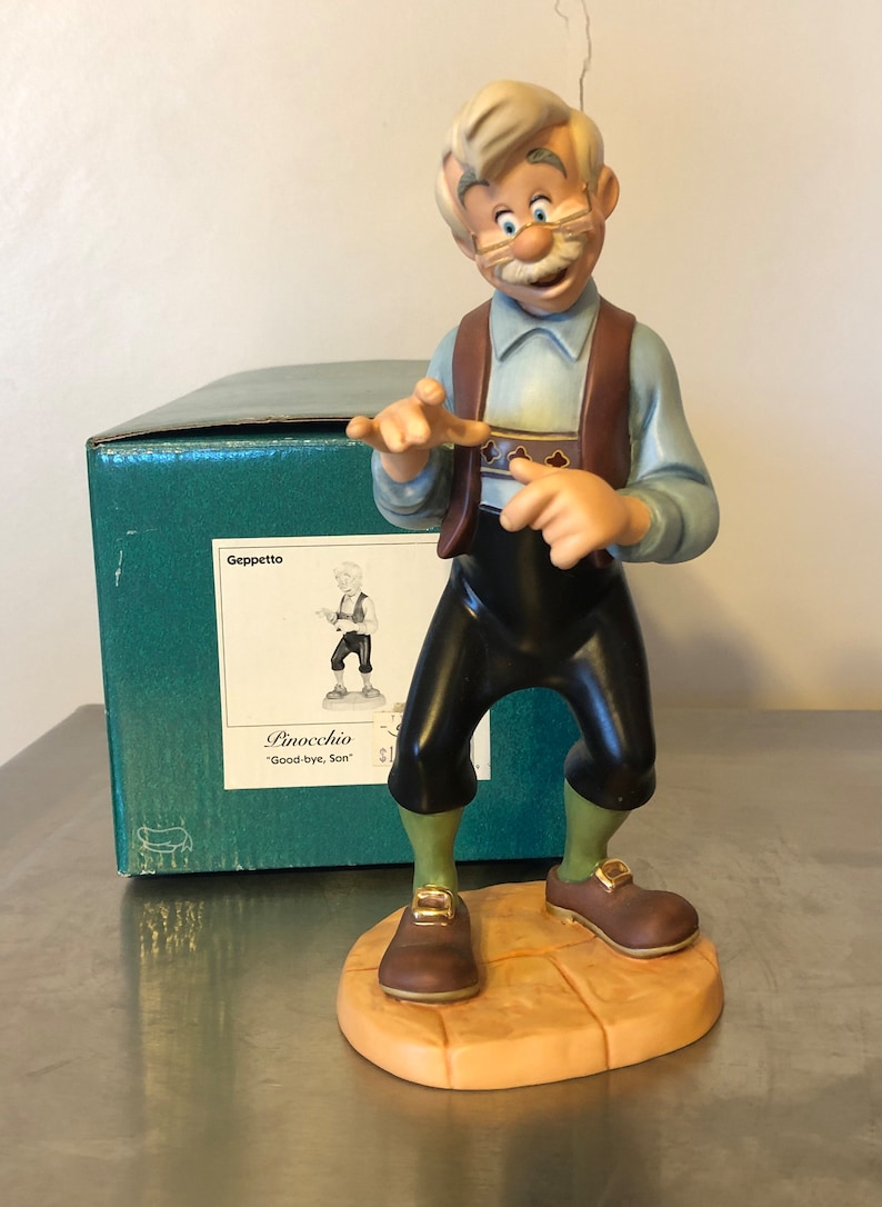 Pinocchios father Geppetto Goodbye Son porcelain figure Disney classic collection MIB image 1