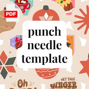 Punch Needle Christmas Mug Rug Pattern - Drink Mat Untersetzer Template - DIY PDF Download - Festive Crafts & Holiday Decor