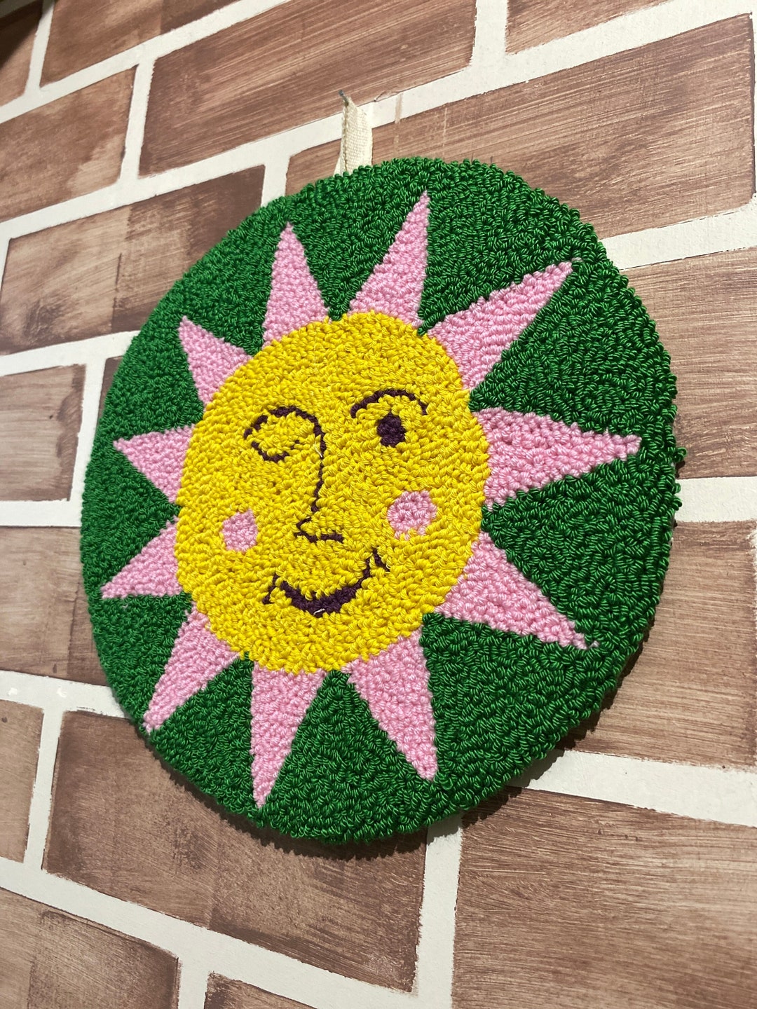 Punch Needle Wall Decor, Sun Embroidery, Punch Needle Art, Wall Hanging