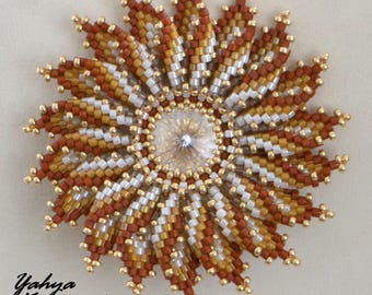 Flower Pendant Peyote Stitch PDF Pattern (Digital Download)