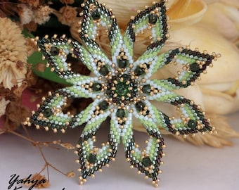 44-Beaded Leaf Pendant Pattern, Peyote Stitch Tutorial (PDF Pattern)