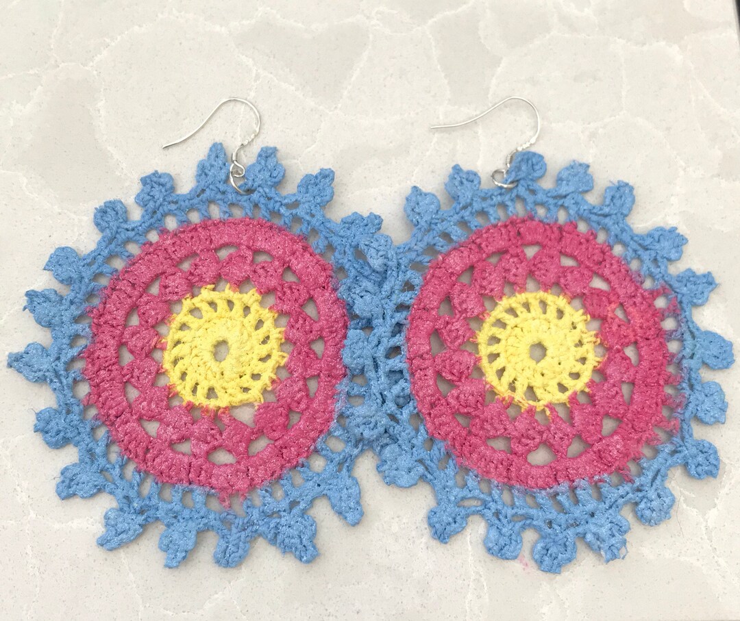 Doily Earrings Gifts for Her Crochet Accessories Etsy