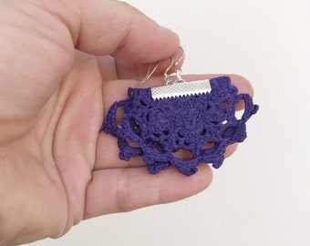 Fan earrings, doily earrings, gifts for her, textile jewellery,