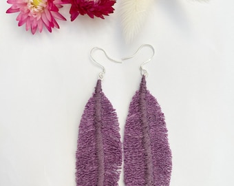 Denim feather earrings