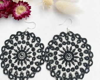 Doily earrings, crochet earrings, crochet accessories, crochet jewelry, crochet doily, gifts for her