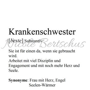 Bild DIN A4 Krankenschwester, Definition,personalisierbar, Print, Geschenk Bild 2