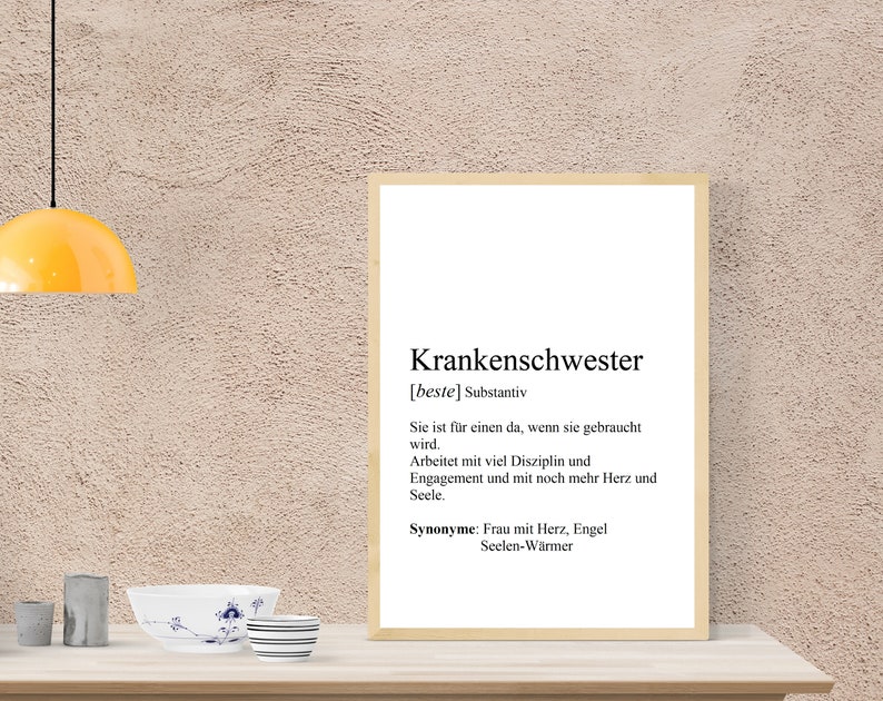 Bild DIN A4 Krankenschwester, Definition,personalisierbar, Print, Geschenk Bild 1