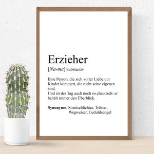 Poster, customizable, A4, A3 &quot;Educator&quot;, picture DIN A4, gift