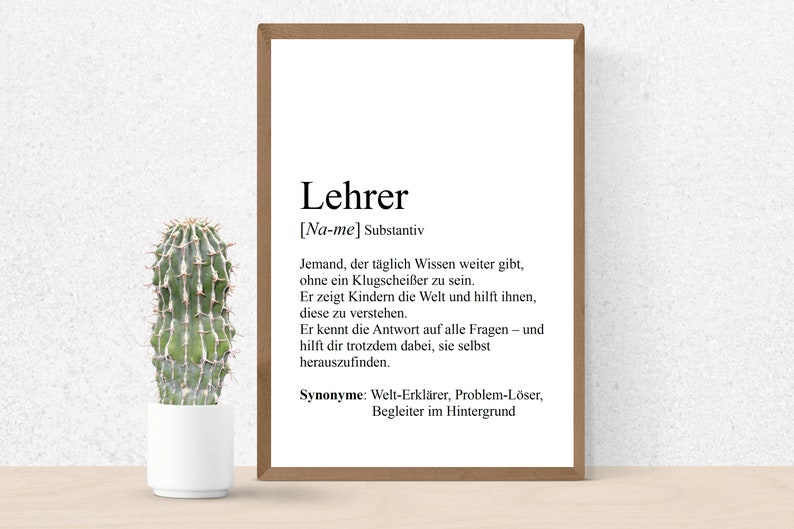Image Lehrer Lehrerin Customizable Definition Print Gift