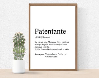 Poster DIN A4, A3 "PATENTANTE", customizable, definition, print, gift