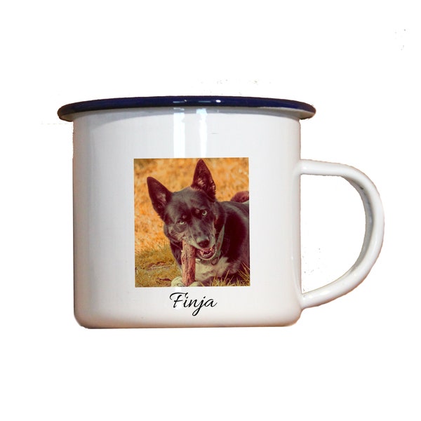 Emaille-Becher "DEIN FOTO", Tasse, Geschenk