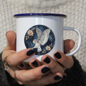 Personalizable enamel mug "MYSTICAL OWL", cup, gift